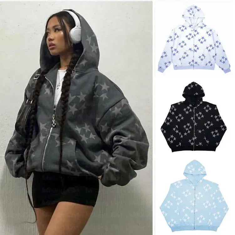 Fall Winter street Hip pop Unsex zip-up Hoodie Cardigan Outwear