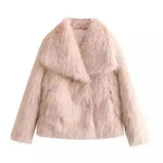 Winter Plush Open front Coat Thick lapel Outwear Faux Fur Coat women