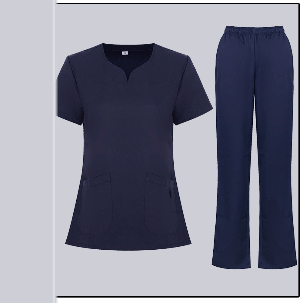 Frauen Krankenschwester Uniform weibliche Krankenhauskrankenschwester Kostüm gegen Necke Top Hosen Set Pflegeuniformen Frauen Peelings für Schönheitssalon Massaging Arbeitskleidung