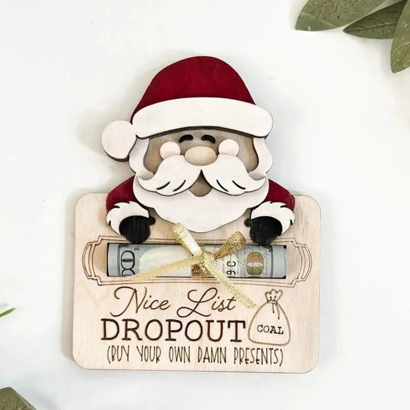 Wooden Cute Santa Claus Cash And Gifts Card Clamp Creative Christmas Decoration Ornaments