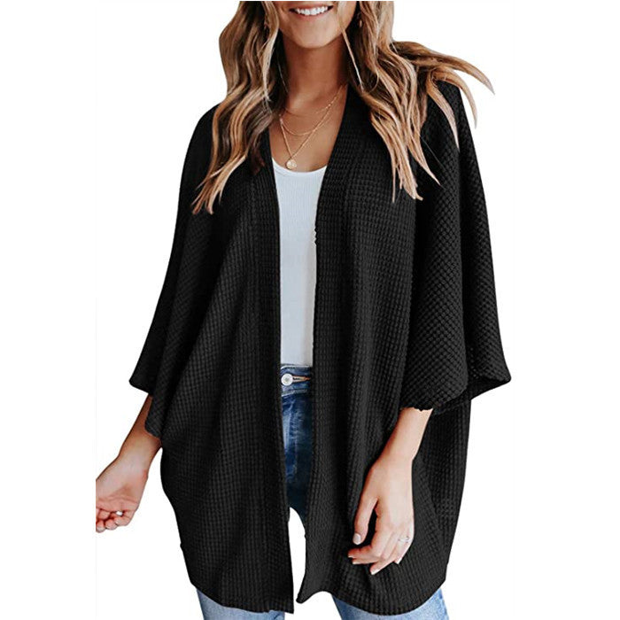 Short Sleeve Waffle Gerson Winter Fleece Women's Cardigan