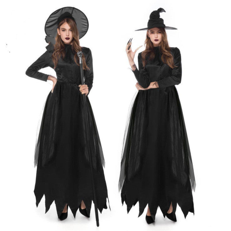 Buy Halloween Fashion Black Witch Costume Suit Black with long dress and Hat