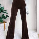 High Waist Lamp Wick Corduroy Bell-bottom Pants Wide Leg Women