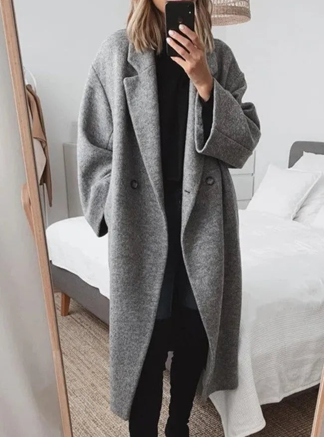 Buy Fall Winter long wool trench coat for women Cashmere trench coat