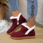 Insulated Cotton-padded Boot Shoes  Flat Bottom Solid Color Fleece Lined perfect for winter