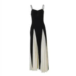 Luxury Women Sleeveless Color Contrast Sling Dress for Wedding Cocktail Evening Party events