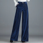 Gold Silk Striped Velvet Wide Leg trouser Pants Women