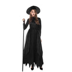 Buy Halloween Fashion Black Witch Costume Suit Black with long dress and Hat