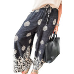 Autumn Vintage Printed Fashion Loose Drawstring High Waist Casual trouser Pants For Women