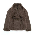 Winter Plush Open front Coat Thick lapel Outwear Faux Fur Coat women