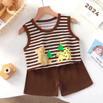 New Vest Suit Cotton Sleeveless Boy Summer Clothing Vest Two-piece Set  for boys