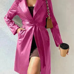 Fashionable Longline leather overcoat Jacket for women