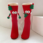 Cute Cartoon Christmas Socks Solid Cotton Middle-tube Stockings For Adults And Children