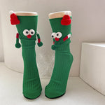 Cute Cartoon Christmas Socks Solid Cotton Middle-tube Stockings For Adults And Children