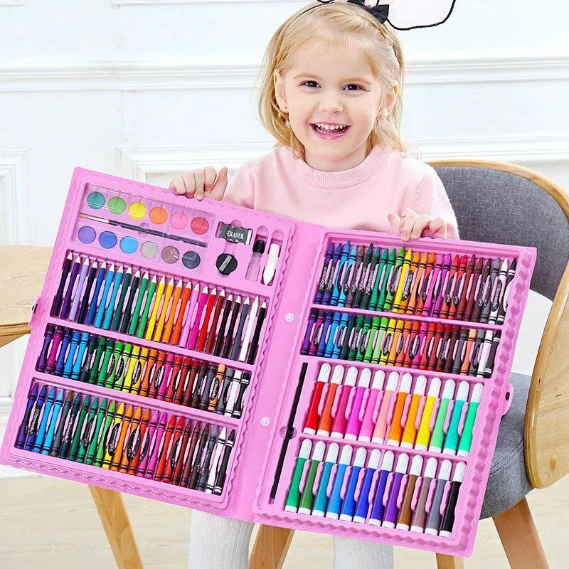 Double Panel Easel Version Watercolor Pen Set Brush Crayon Oil Pastel Children Painting Coloring Drawing Art set.