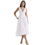 Summer femenino French Seaside Vacation Temperament de la cintura Temperamento Midi Midi Skater Vestido