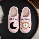 Fashion Moon and Clock estampado de la casa zapatillas para el hogar Winter Warm House House Zapatos para mujeres