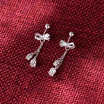 Pendientes de caída de plata aretes de borde de borde