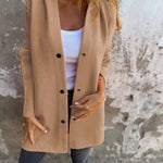 Fall Casual Single Breasted Hooded Cashmere Cardigan Jacket for women