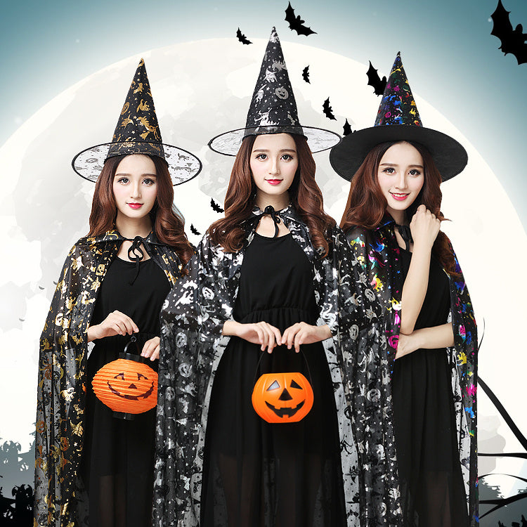 Halloween Witch Costume Witch  Wizard Cloak set Witch Cape and Hat