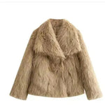 Winter Plush Open front Coat Thick lapel Outwear Faux Fur Coat women