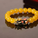 3D Gold Plated PiXiu Crystal Beaded Bracelet