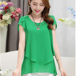 New Summer Women Blouse Loose Shirt O-Neck Chiffon Blouse Female Short Sleeve Blouse Plus Size 5XL Shirts Tops