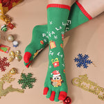 Cute Christmas Five-finger Socks Winter Elastic Sweat-absorbent Split-toe Socks For Women