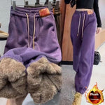 Fleece-lined Thick Track sweat Pants Medium Large Children fall Winter Warm And Loose Leisure One Lambswool Outer Wear Trousers