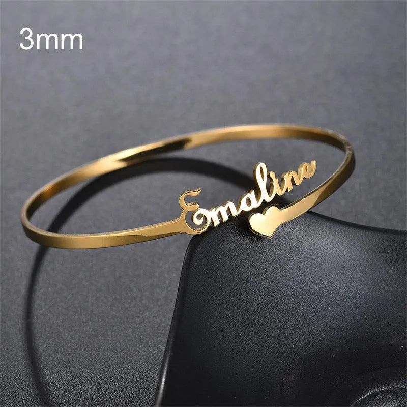 Customized Name Bracelet Personalized Custom Bangles Stainless Steel Jewelry - EX-STOCK CANADA