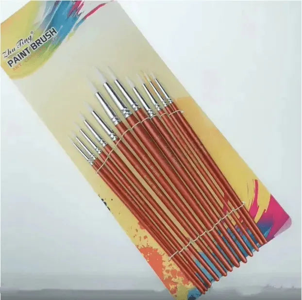 12Pcs Lot Round Shape Nylon Hair Wooden Handle Paint Brush Set Tool For Art School Watercolor Acrylic Painting - EX-STOCK CANADA