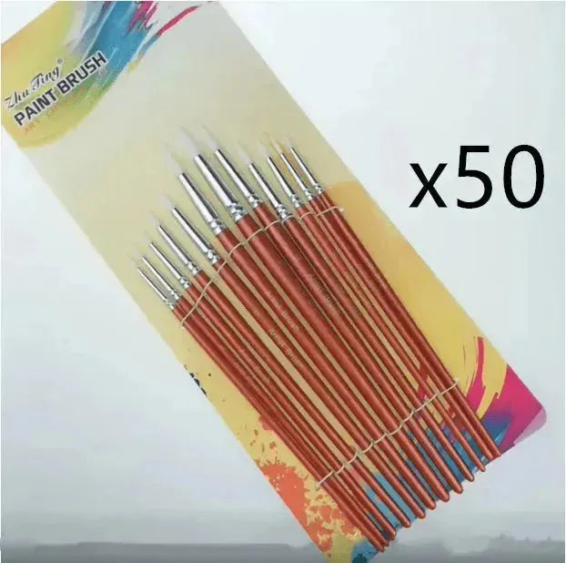 12Pcs Lot Round Shape Nylon Hair Wooden Handle Paint Brush Set Tool For Art School Watercolor Acrylic Painting - EX-STOCK CANADA