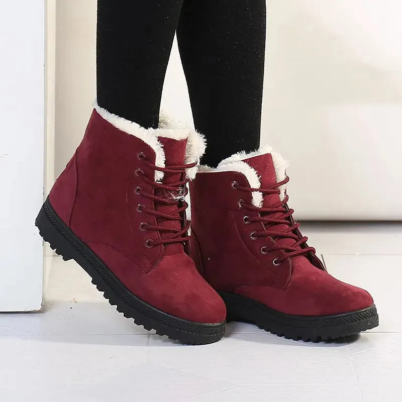 Bottes de neige d'hiver avec des chaussures de cheville en peluche chaude pour les chaussures pour femmes