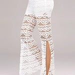 Summer Women Elegant Patchwork Sheer Pants Sexy Lace Trouser Pantalon Party Clubwear