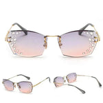 Gafas de sol de corte sin marco de moda de moda para mujeres con diamantes flash-set de espejo