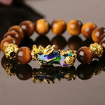 3D Gold Plated PiXiu Crystal Beaded Bracelet