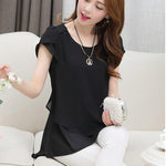 New Summer Women Blouse Loose Shirt O-Neck Chiffon Blouse Female Short Sleeve Blouse Plus Size 5XL Shirts Tops