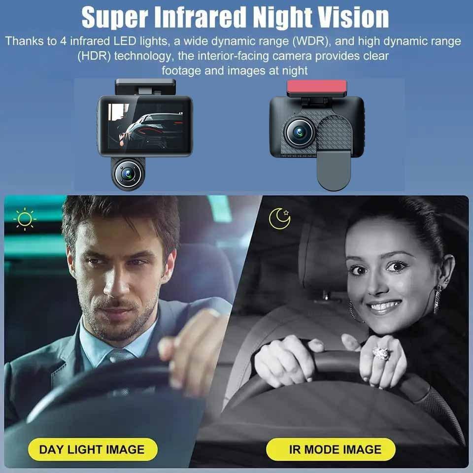 Smart WDR AND HDR 4 Inch Dashcam HD 1080P Infrared Night Vision Camera, 170 wide angle with reverse image Motion detection, Loop video, front and back video function suitable for your car and house. - EX-STOCK CANADA