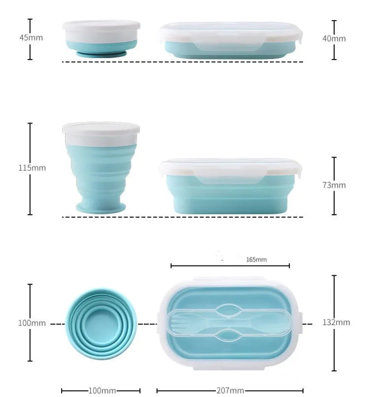 Portable Silicone Foldable Compressible Lunch Box container