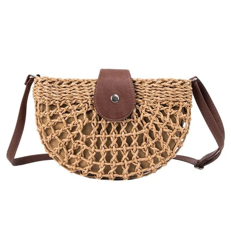 One-Shoulder Saddle Bag Fashion Messenger Straw weave Summer Bag