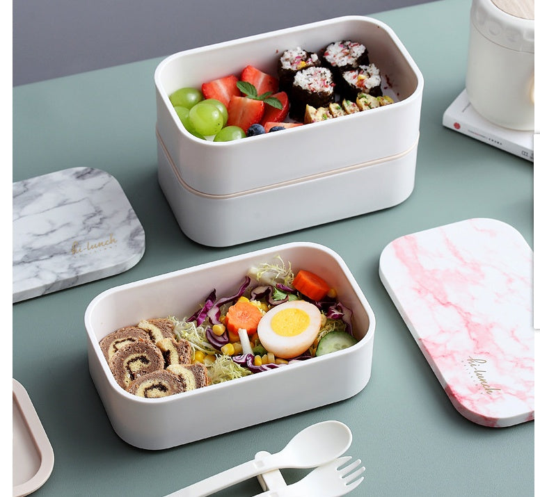 صندوق بينتو بوكس ​​مزدوج الطبقات، صندوق غداء ياباني للأطفال في مرحلة ما قبل المدرسة ورياض الأطفال