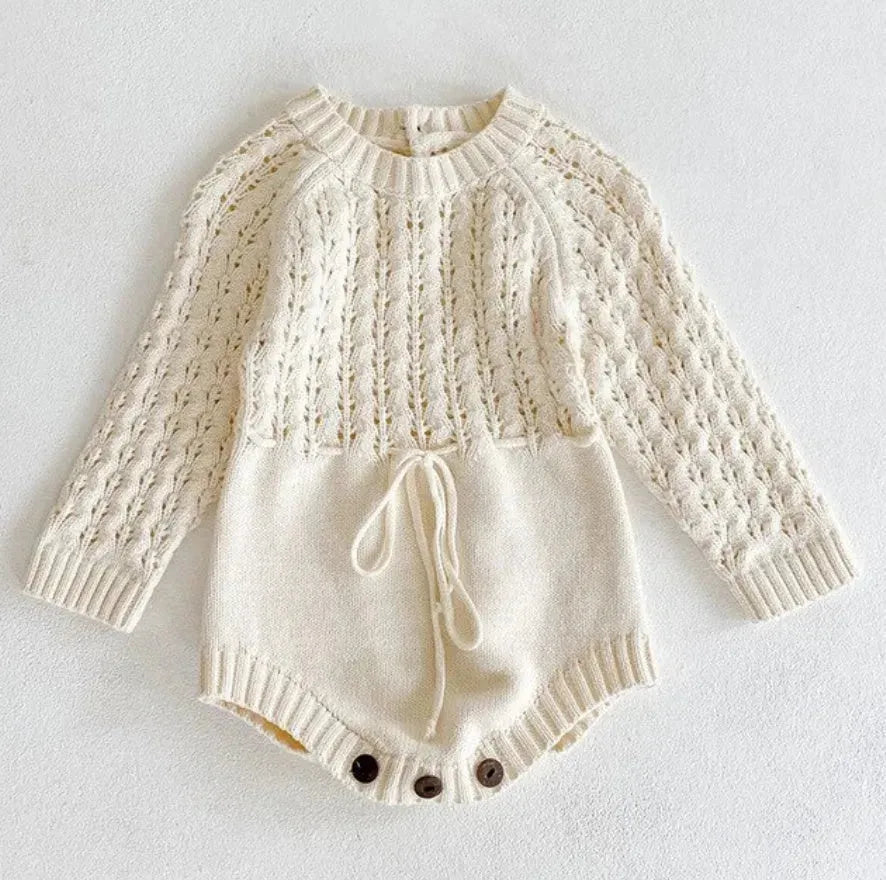 Girl Baby Knitted Hollow Waist Girdle Long Sleeves Harpy Dress Triangle Baby girl Casual wear