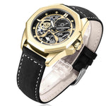 New Hollow Automatic Mens Leather Belt Waterproof Mechanical Watch