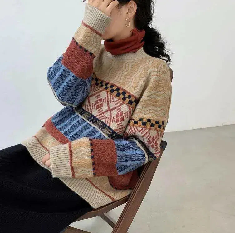 Nouveau pull jacquard en laine d'hiver en laine d'hiver à la mode pour femmes