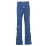 Women's High-waist Casual Trousers With Pocket Drape Bootcut Jeans