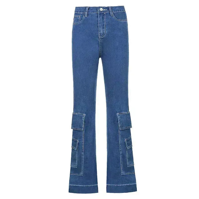 Pantalon décontracté féminin avec un jean de bootcut de draps de poche