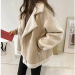 Suede Lamb fleece  Velvet  Winter Cardigan Jacket for women