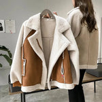 Suede Lamb fleece  Velvet  Winter Cardigan Jacket for women