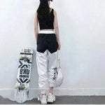 High Waist Letter Spliced Summer Street Cargo Pants Women