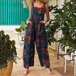 Casual Summer Cotton Floral Sleeveless loose Jumpsuit